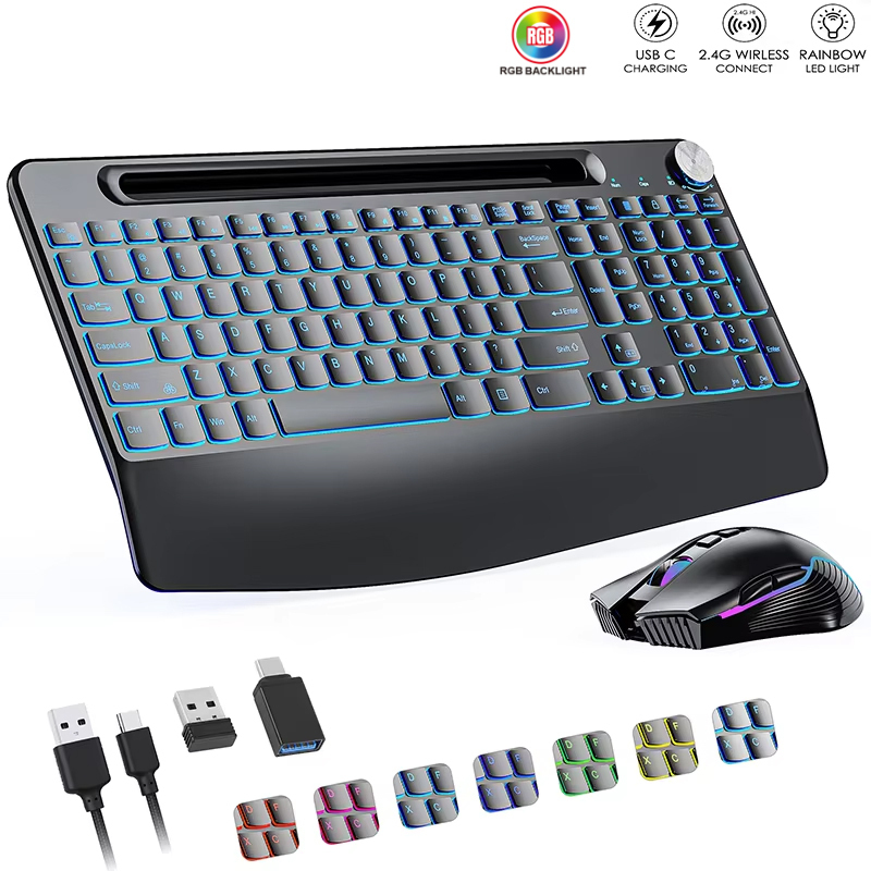 Gaming Keyboard And Mouse Combo - 2.4G&Type-C Wireless Keyboard Mouse Combo with