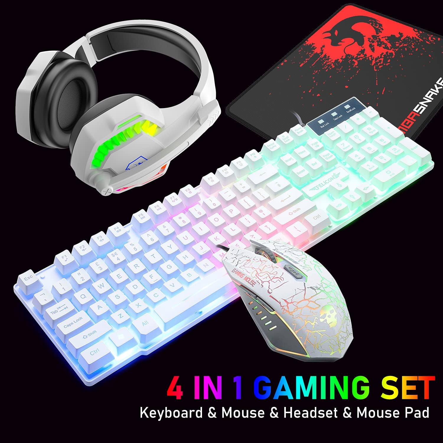 Gaming Keyboard And Mouse Combo - MAMBASNAKE T11 UK 100% Gaming Keyboard&Mouse&Headset&Mouse