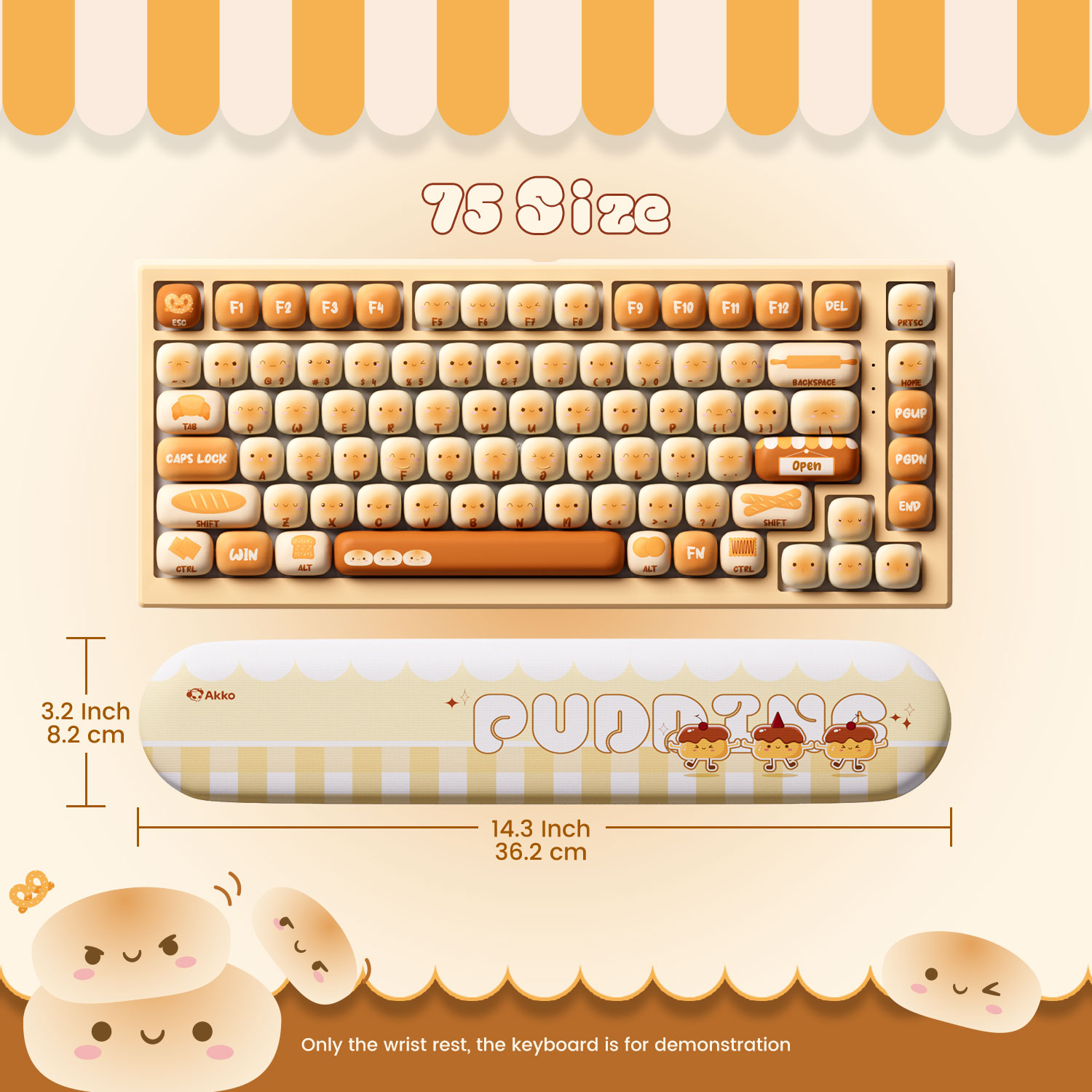 Gaming Keyboard Ergonomic - Akko Pudding Buns Keyboard Wrist Rest