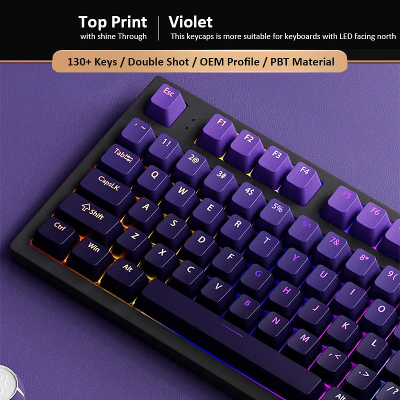 Gaming Keyboard Top - Custom Gradient Violet OEM Profile Top-lit