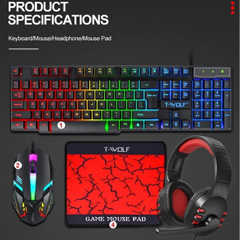 Gaming Keyboard Mouse And Headset Combo - Spanish Russian Keyboard Layout Gaming Combo