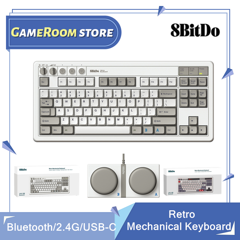 Gaming Keyboard Bluetooth - 8Bitdo Retro Mechanical Keyboard, Bluetooth/2.4G/USB-C Hot