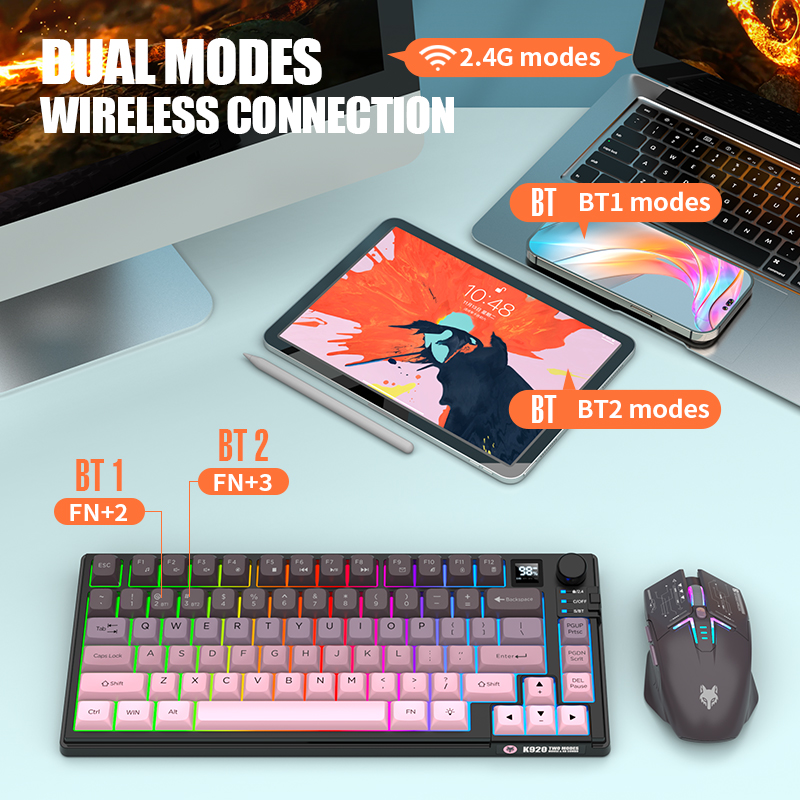 Dual-Mode 2.4G Bluetooth Wirel - đánh giá và giá Gaming Keyboard And Mouse Combo