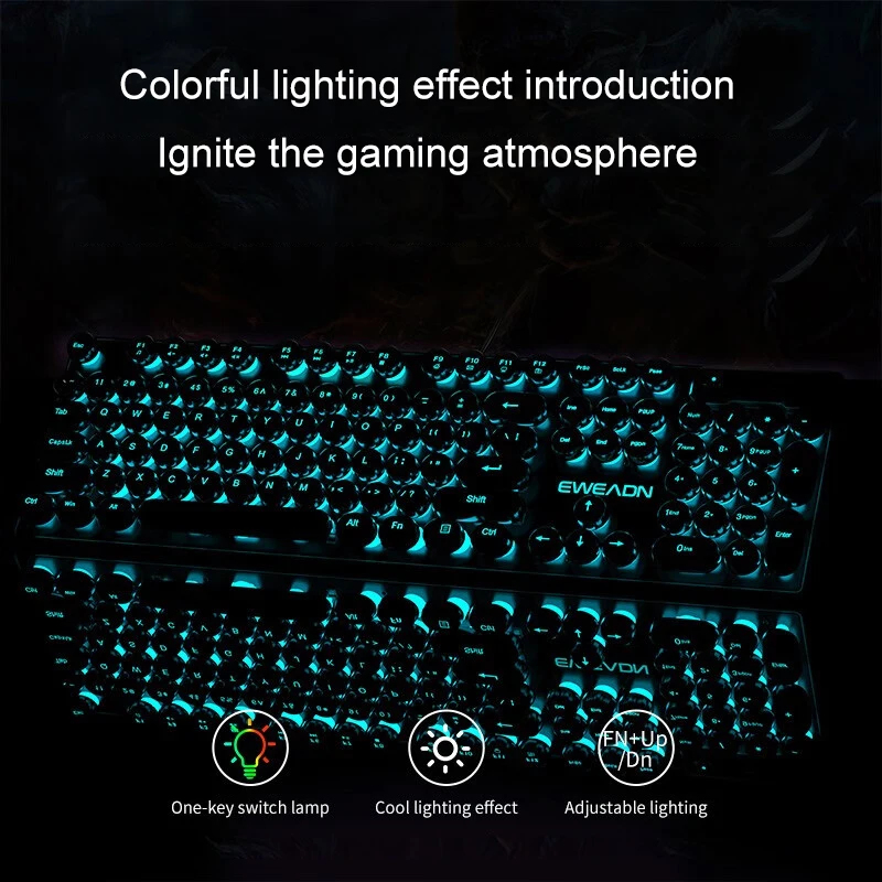 Retro Punk Mechanical Feel Key - đánh giá và giá Gaming Keyboard And Mouse Wireless