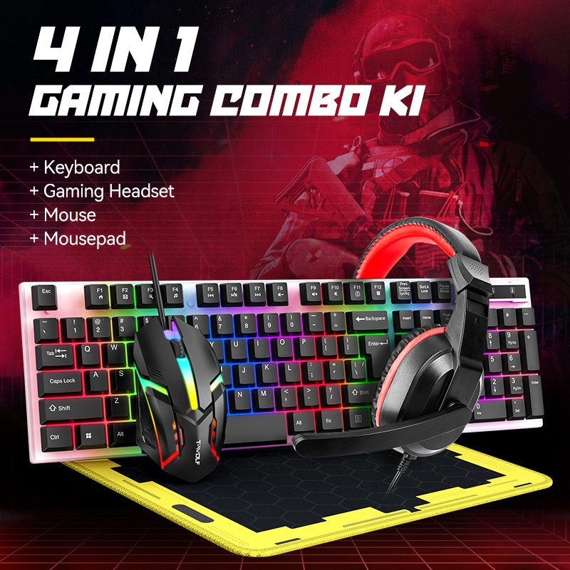 T-Wolf Tf240 4 In 1 Spanish Ga - đánh giá và giá Gaming Keyboard Mouse And Headset Combo