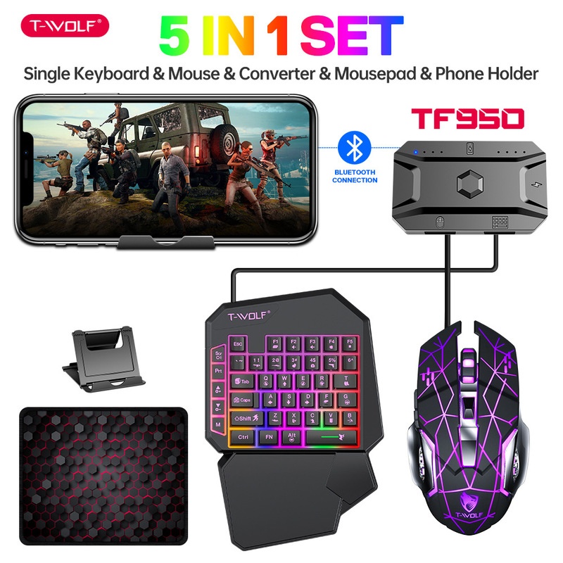 T-Wolf Tf950 5 In 1 One Handed - đánh giá và giá Gaming Keyboard And Mouse For Xbox