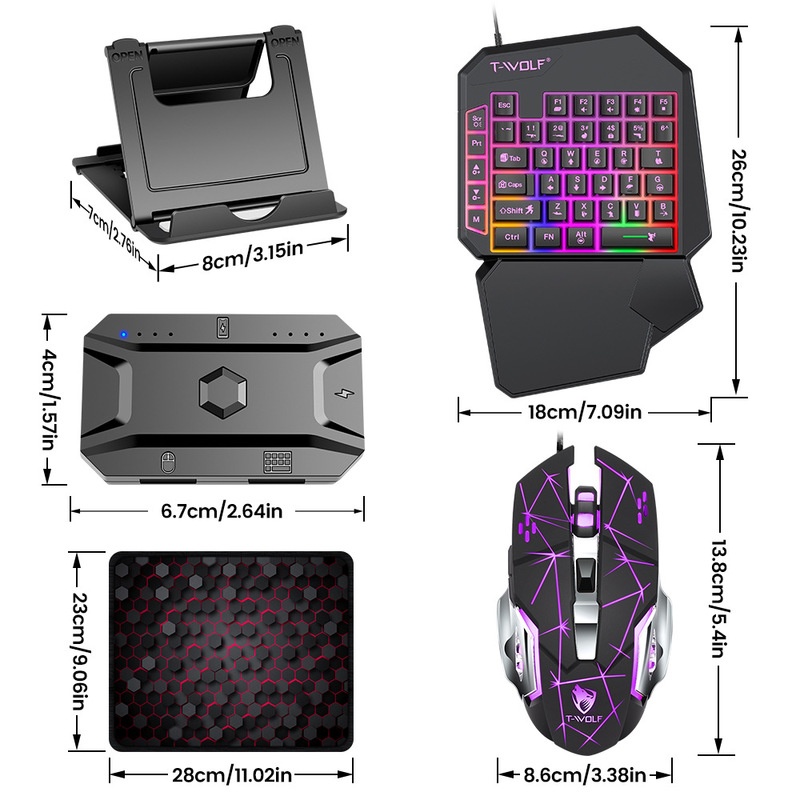 T-Wolf Tf950 5 In 1 One Handed - đánh giá và giá Gaming Keyboard And Mouse For Xbox