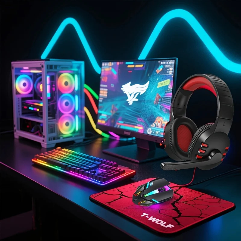 2026 4-In-1 Wired Gaming Keybo - đánh giá và giá Gaming Keyboard Mouse And Headset Combo