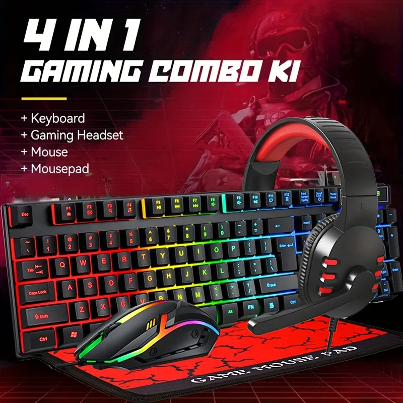 2026 4-In-1 Wired Gaming Keybo - đánh giá và giá Gaming Keyboard Mouse And Headset Combo